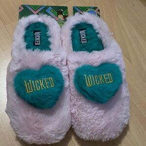 Wicked Pink and Teal Fuzzy Slippers